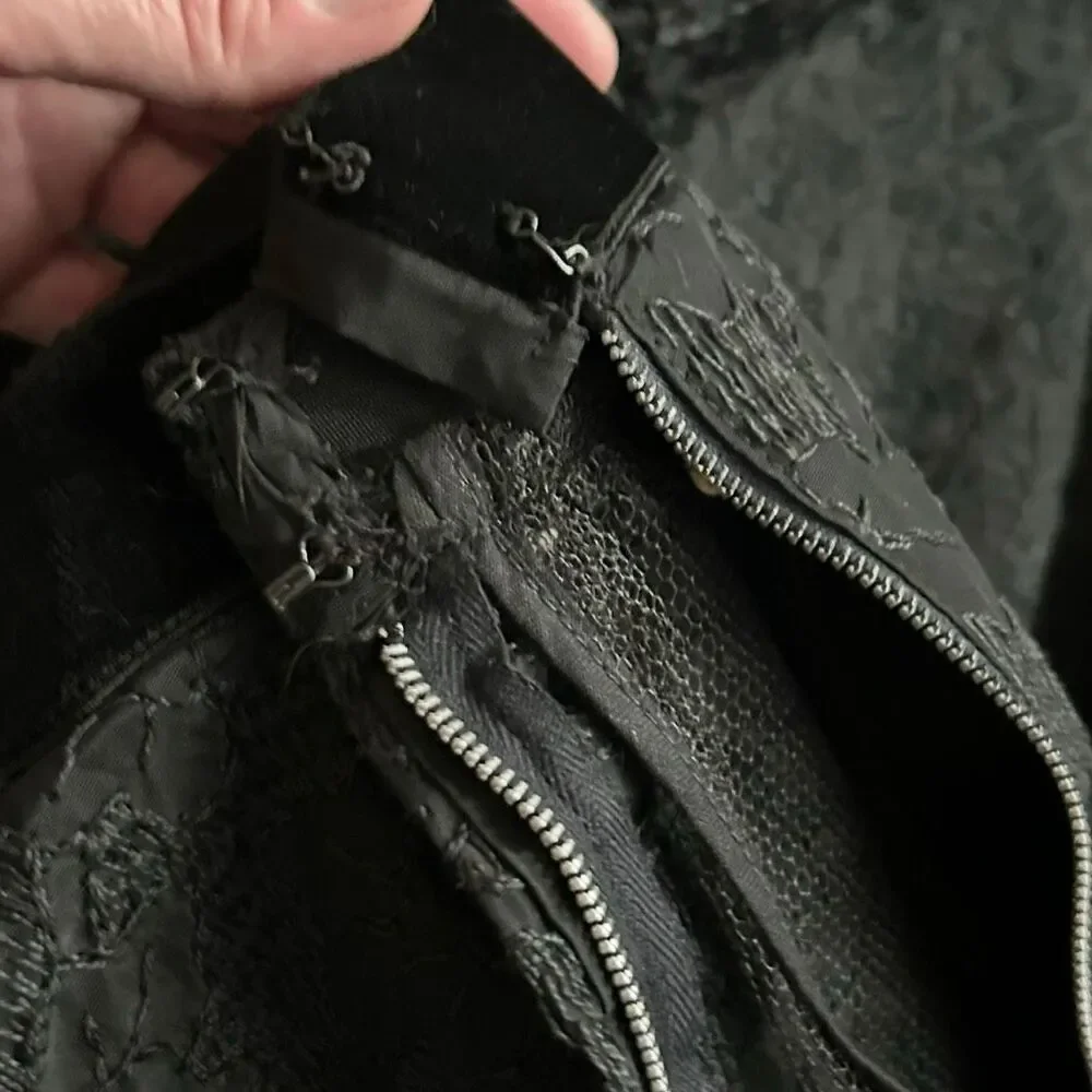 1950s Smart Set Sportswear Black Brocade Full Skirt Tulle Petticoat Velvet Waist